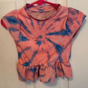 Cat & Jack Pink and Blue Tie-Dye Peplum Tee